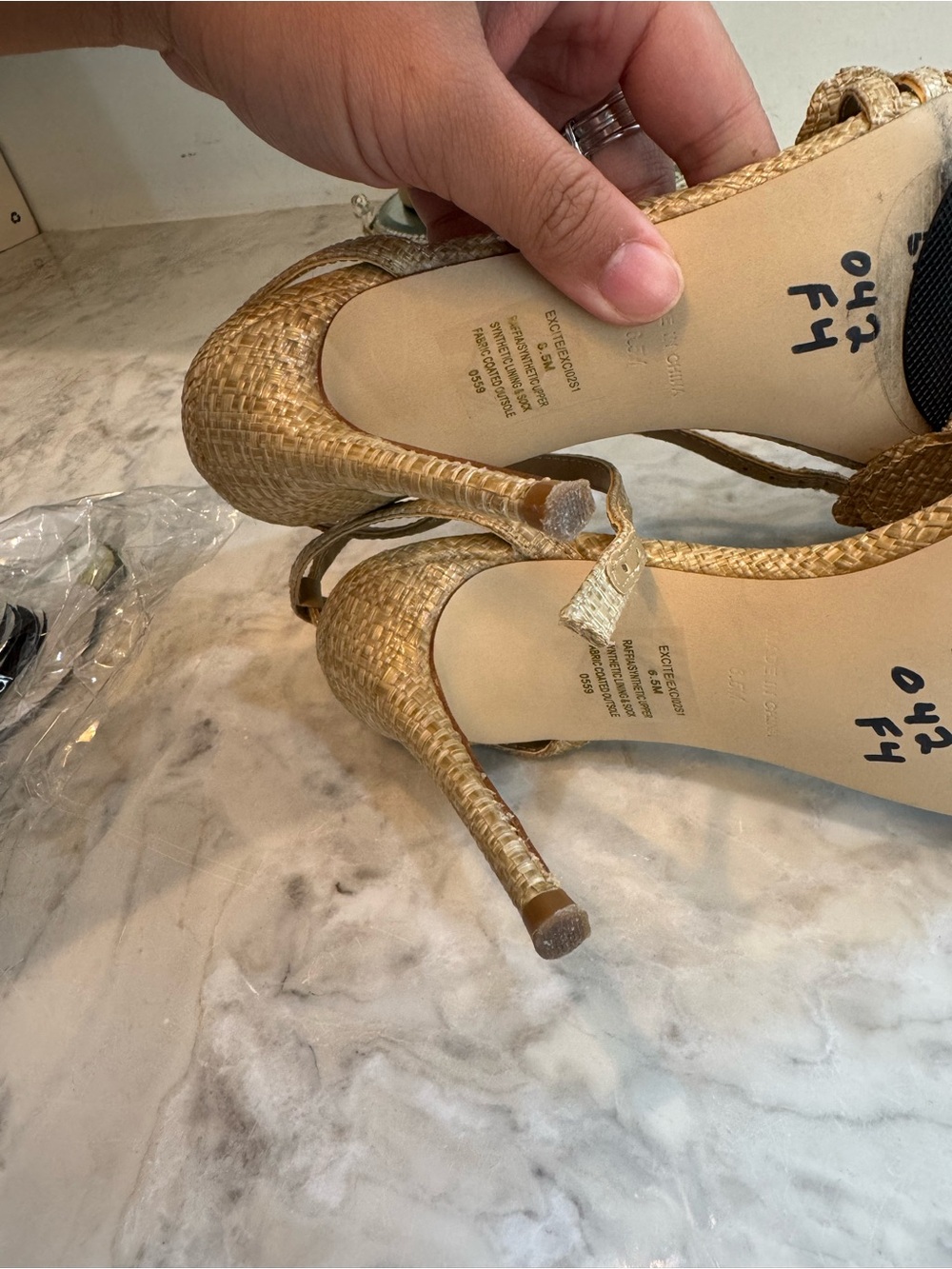 STEVE MADDEN Excite Almond Raffia Rosette Slingback Sandal Heels - Picture 9 of 9